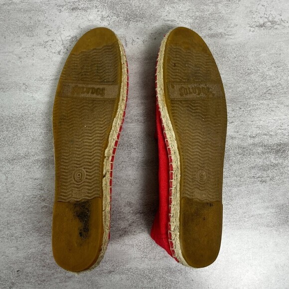 Soludos Women Size 9 Coral Embroidered Pineapple Coral Espadrilles Canvas Flats - Picture 8 of 8